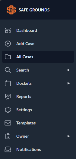SafeGrounds Main Menu